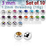 xjb3 pack of high polished 316l steel balls w bezel crystal