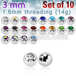 xjb3g pack of 3mm polished 316l steel balls with bezel crystal