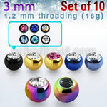 xjbt3s pack of anodized 316l steel balls with bezel crystals