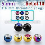 xjbt5g 4mm anodized surgical steel balls w bezel crystals