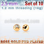 xjbtt25s pack 2.5mm x 1.2mm rose gold balls w bezel set crystal