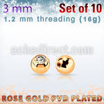xjbtt3s pack 3mm x 1.2mm rose gold steel ball bezel set crystal