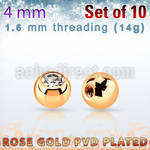 xjbtt4g pack 4mm x 1.6mm rose gold pvd ball w bezel set crystal