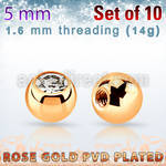 xjbtt5g pack 5mm x 1.6mm rose gold steel ball bezel set crystal