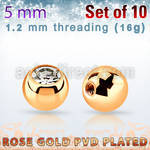 xjbtt5s pack 5mm x 1.2mm rose gold steel ball bezel set crystal
