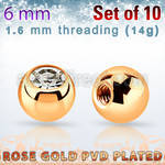 xjbtt6g pack 6mm x 1.6mm rose gold pvd ball w bezel set crystal