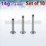 xlb14g pack of 10 pcs of surgical steel posts for labret