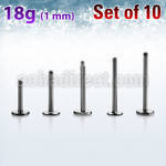xlb18g set of 316l steel labret posts with 18g 1mm