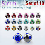xmjb5 pack of 5mm high polished 316l steel multi jewel balls