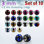 xmjbt3 pack of 3mm anodized 316l steel multi jewel balls