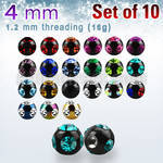 xmjbt4s pack of anodized 316l steel multijewel balls w crystal