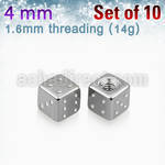 xsdi4 pack of 10 pcs of 4mm high polished 316l steel dices
