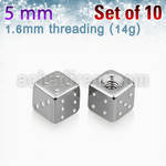 xsdi5 pack of 10 pcs of 5mm high polished 316l steel dices