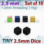 xsdit25 pack of 10 pcs of 2 5mm anodized 316l steel dices