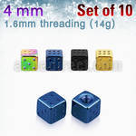 xsdit4 pack of 10 pcs of 4mm anodized surgical steel dices