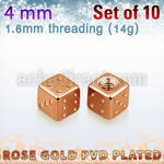 xsditt4 set of 4mm rose gold plated steel dices thread 1.6mm