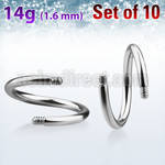 xsp14g polished 316l steel posts for spiral twister barbells