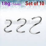 xsp18g pack of 316l steel spiral posts w threading 18g 1 0mm