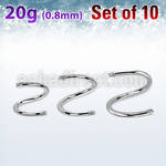 xsp20g set w 10 surgical steel spiral posts w 0.8mm threading