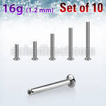 xtrufo16 steel ufo tragus labret posts w internal threading 1.2mm