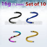 xtsp16g pack of 10 pcs of anodized surgical steel spiral post