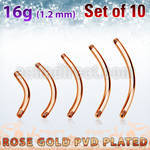 xttbn16g set of rose gold steel eyebrow banana posts thread 1.2mm