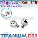 xubal3gi titanium g23 3mm balls internally threaded posts