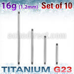 xubb16g pack of 10 pcs high polished titanium g23 barbell bars