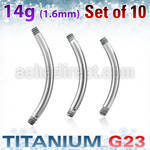 xubn14g pack of 10 pcs of high polished titanium g23 banana bar