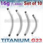 xubn16g pack of high polished titanium g23 banana bar 1 2mm