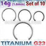 xucb14g pack of polished titanium g23 circular barbell posts