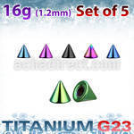 xucnt25 pack of 2 5mm anodized titanium g23 cones threading 16g
