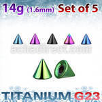 xucnt3g set of 5 pcs of 3mm anodized titanium g23 cones
