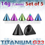 xucnt5g set of 5mm anodized titanium g23 cones 1 6mm thread