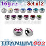 xuhjb3 titanium bezel set half jewel balls 2pcs