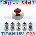 xujb4 4mm high polished titanium g23 balls with bezel crystals