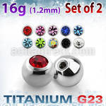 xujb4s set of high polished titanium g23 balls w bezel crystal