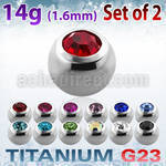 xujb5 5mm high polished titanium g23 balls with bezel crystals