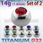 xujb6 6mm high polished titanium g23 balls with bezel crystals