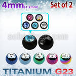 xujbt4s 4mm anodized g23 balls w bezel set crystals  1.2mm, 16g