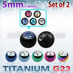 xujbt5g 5mm anodized g23 balls w bezel set crystals  1.6mm, 14g
