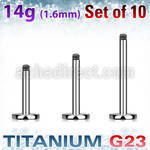 xulb14g pack of titanium g23 labret post w threading of 14g