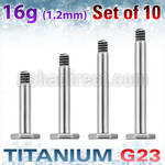 xulb16g pack of high polished titanium g23 labret 1 2mm