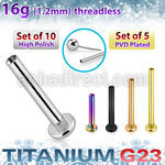 xulbnos16g titanium g23 threadless labret post 16g 10pcs