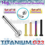 xulbs16gin titanium labret post 16g 10pcs internal