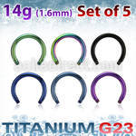 xutcb14 set 5mm anodized titanium g23 circular barbell post 14g 