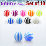 xuvbe6 set of 6mm acrylic uv beach balls with 1 6mm threading