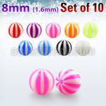 xuvbe8 set of 8mm acrylic uv beach balls with 1 6mm threading