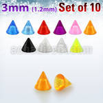 xuvcn3 set of 3mm acrylic uv cones with 16g 1 2mm threading