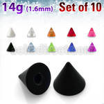 xuvcn4 set of 4mm acrylic uv cones with 14g 1 6mm threading